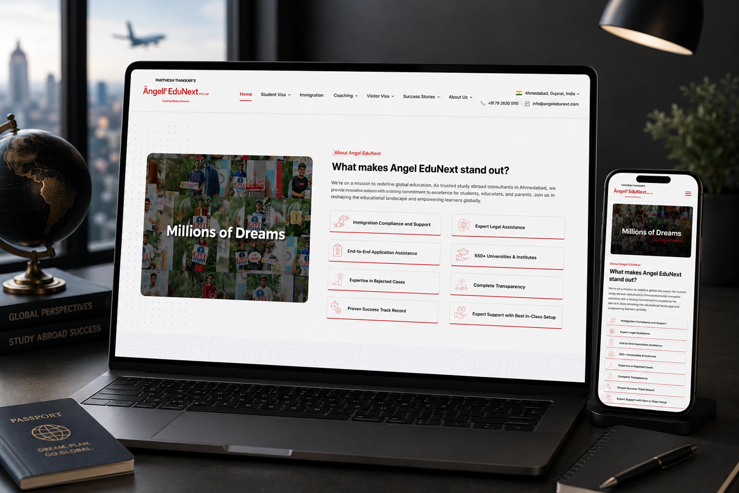 The Angel EduNext CRM and client apps side by side