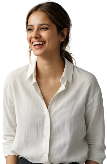 A smiling Excelsior team member in a white shirt