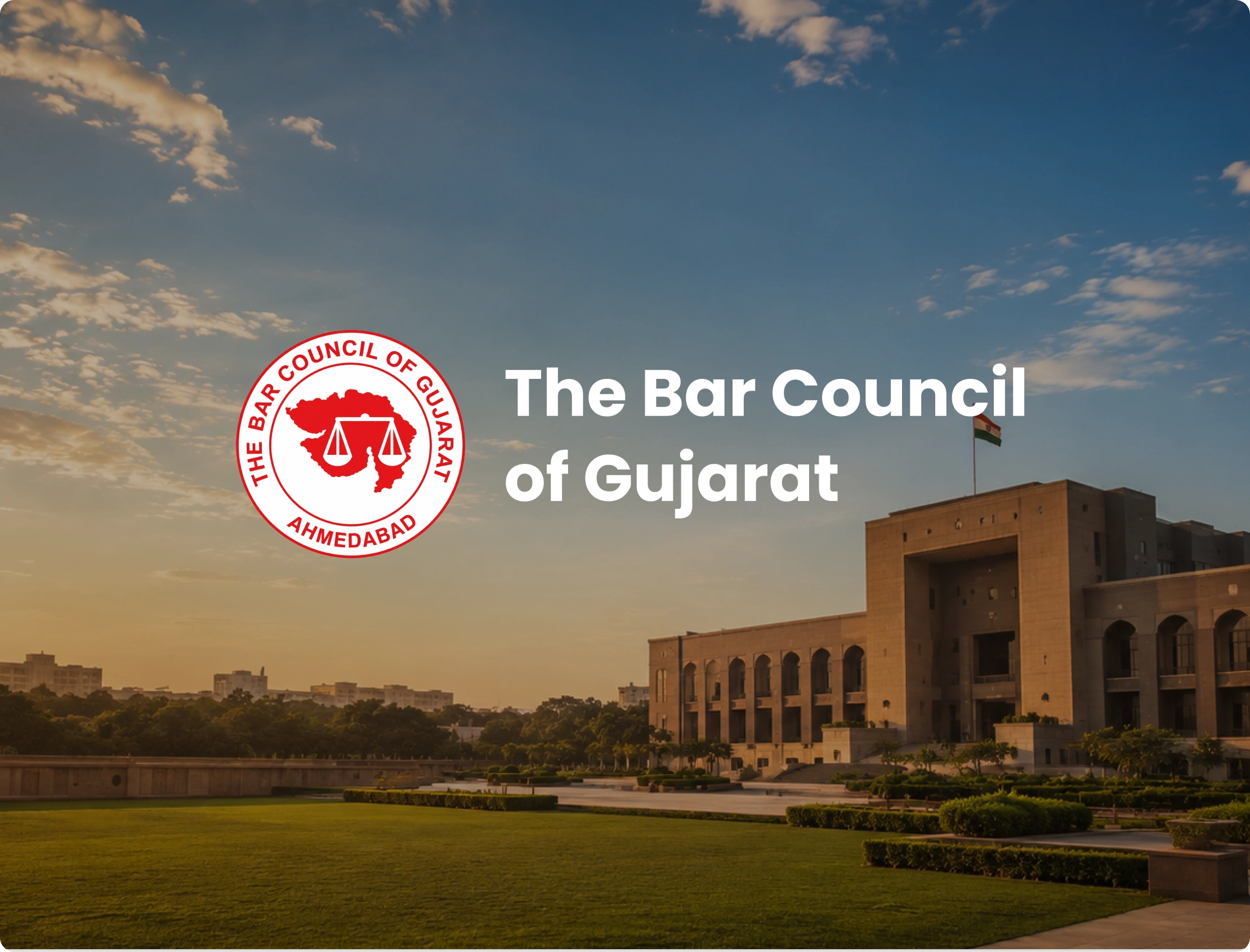 The Bar Council of Gujarat portal shown on a laptop