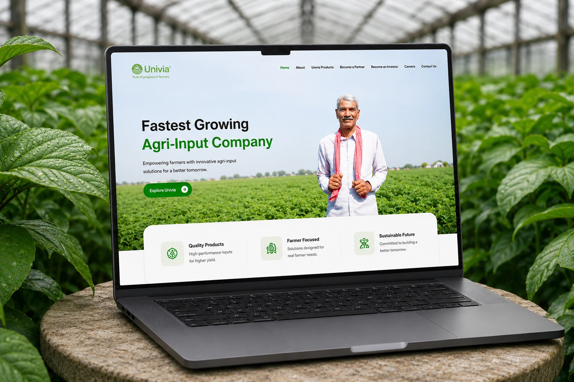 The Univia farmer app held in a hand